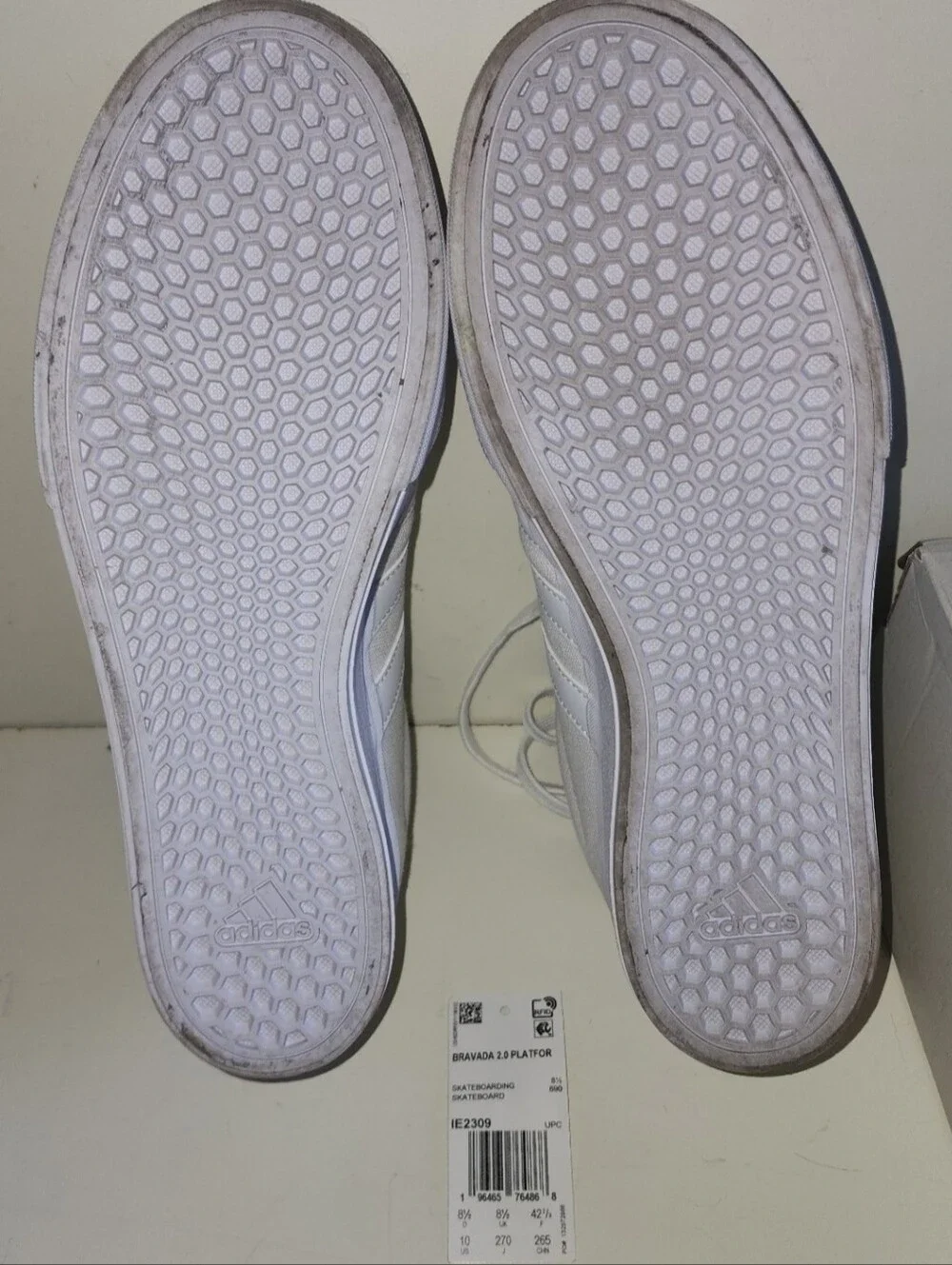 Adidas Bravada 2.0 White Platform Skateboarding Shoes, Athletic Sneakers 10